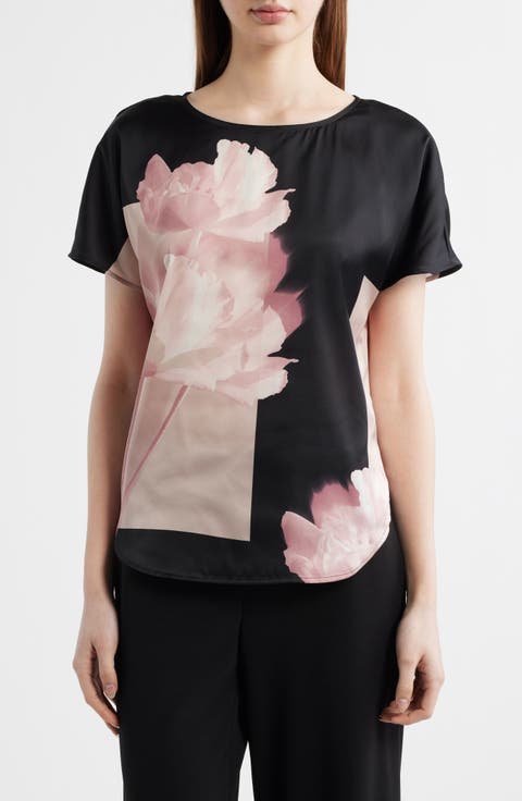 Bateau Neck Satin Top (Regular & Petite)