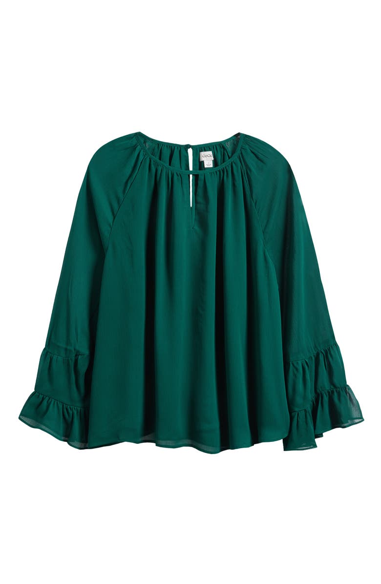 CeCe Keyhole Tiered Long Sleeve Top, Alternate, color, Dark Forest