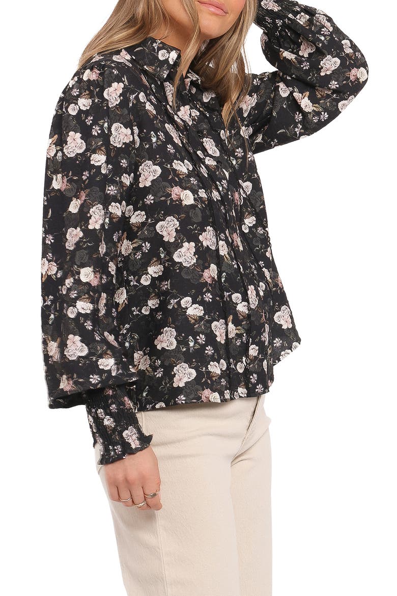 Parsons Floral Lace Trim Button-Up Shirt, Alternate, color, DARK FLORAL