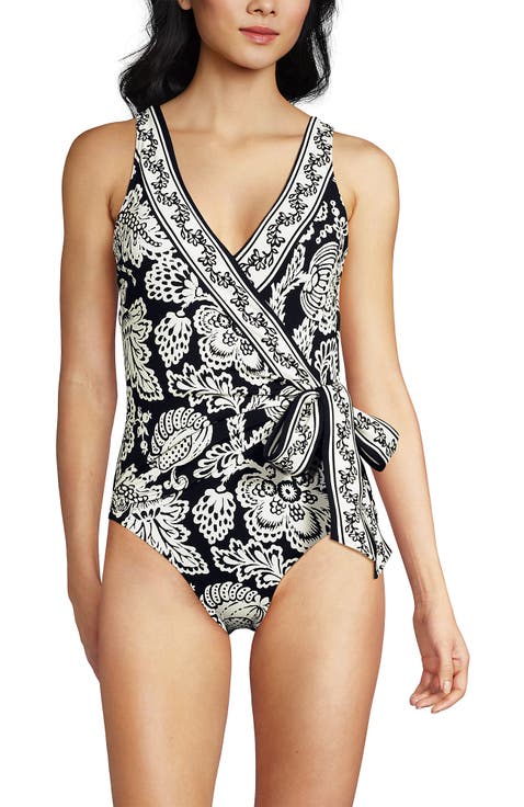 Chlorine Resistant Side Tie Wrap High Leg One Piece Swimsuit