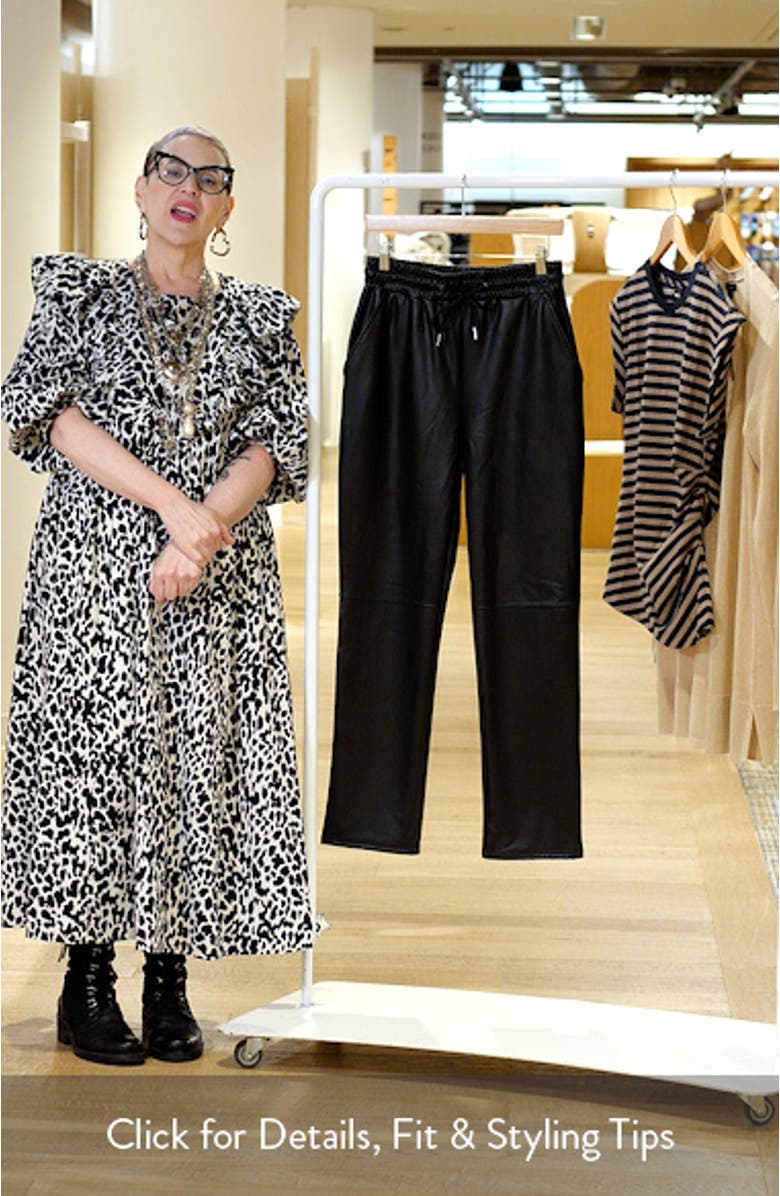 Faux Leather Wide Leg Drawstring Pants, sales video thumbnail