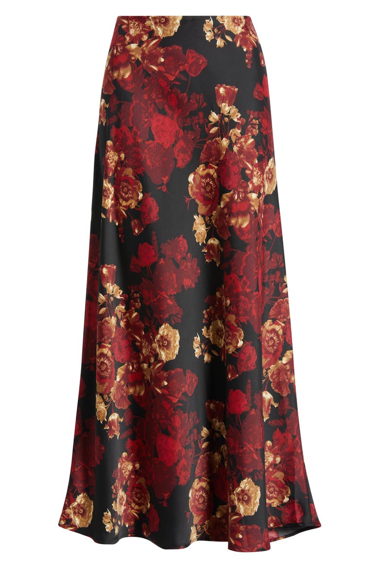 Bias Cut Flared Midi Skirt, Alternate, color, TITIAN RED MULTI