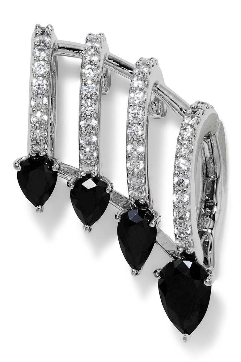 Bonne Anne Cubic Zirconia Multi Row Ear Cuff, Main, color, RHODIUM