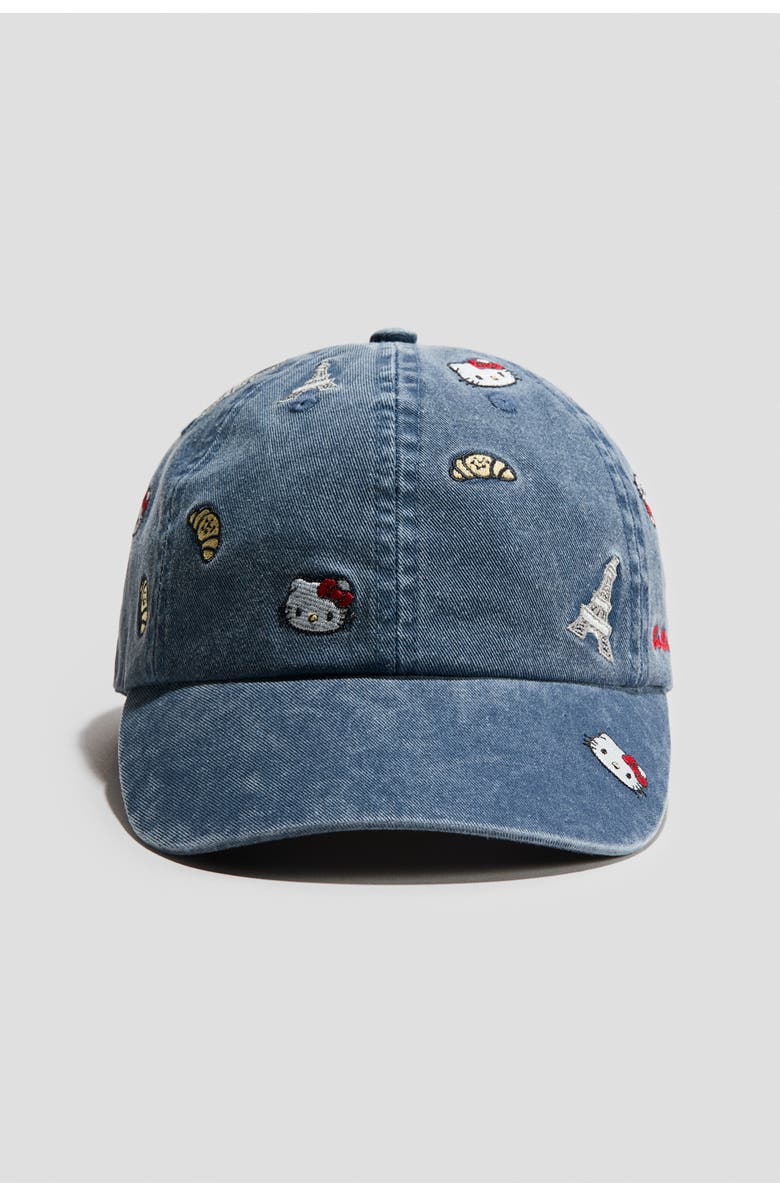 H&M Twill cap with motif, Main, color, Denim Blue/Hello Kitty