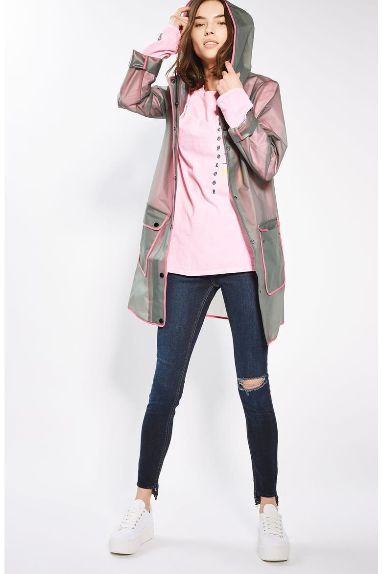 Piped Mac Rain Jacket, Alternate, color, GREY