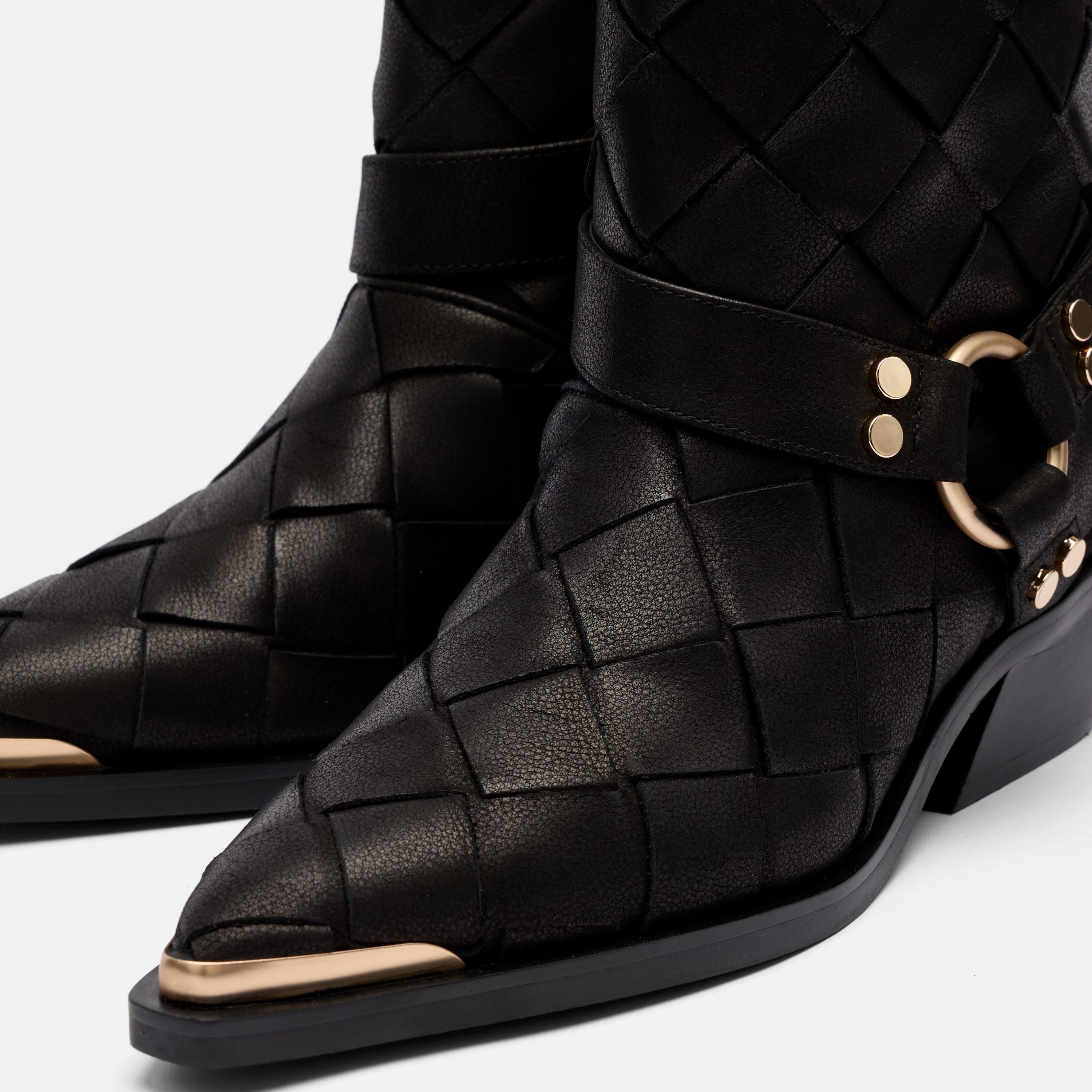 Cassidy Woven Harness Ankle Boot, Alternate, color, Black Woven