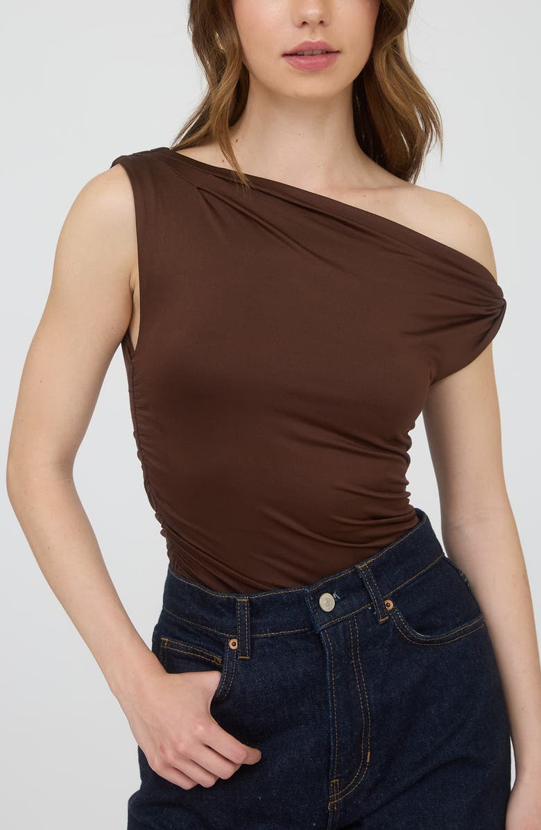 Blu Pepper One-Shoulder Top, Main, color, Chocolate