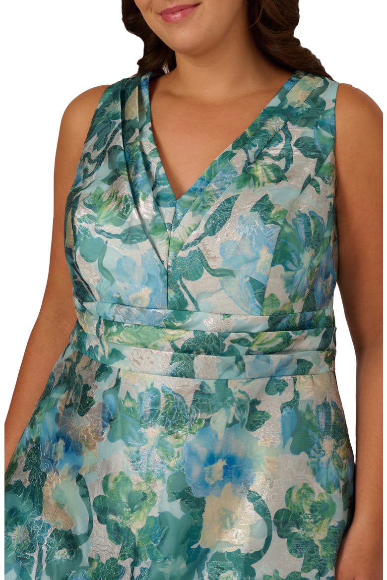 Floral Jacquard Midi Cocktail Dress, Alternate, color, BLUE MULTI
