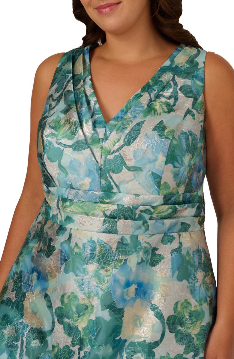 Adrianna Papell Floral Jacquard Midi Cocktail Dress, Alternate, color,