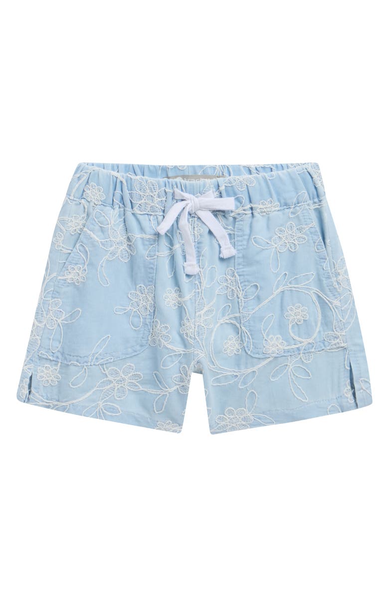 Tractr Kids' Floral Embroidered Shorts, Main, color, Light Indigo