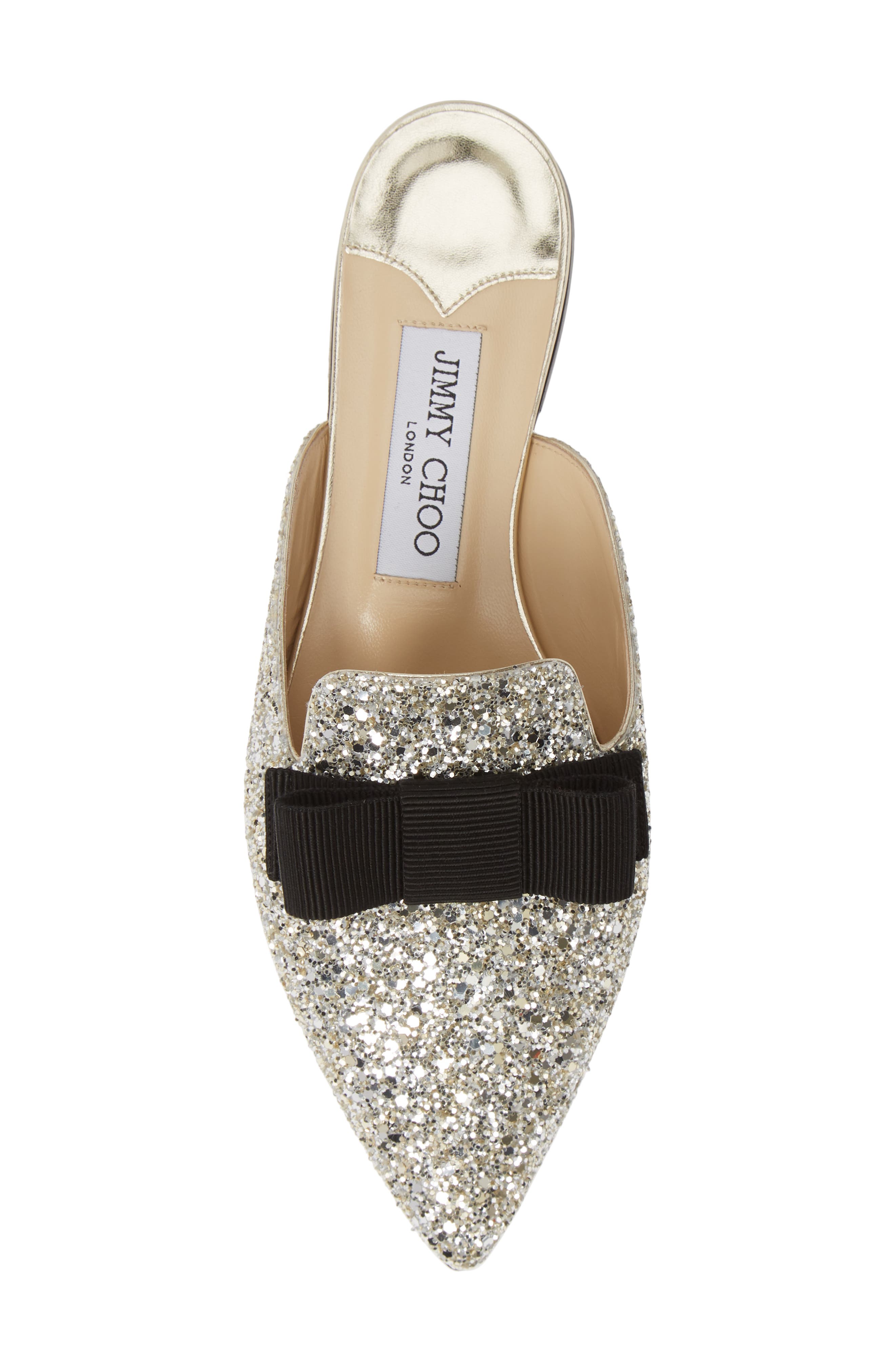 Jimmy Choo Galaxy Glitter Bow Flat, Alternate, color, 
