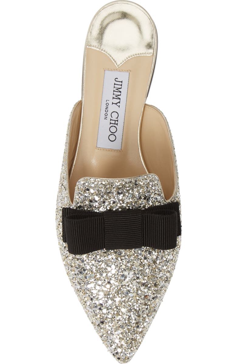 Jimmy Choo Galaxy Glitter Bow Flat, Alternate, color,