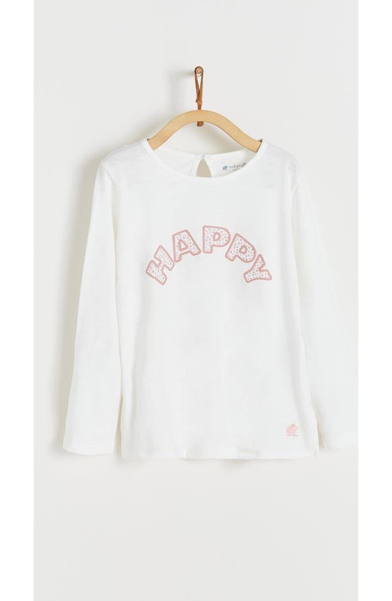 Babycottons Long Sleeve Top Roses Print, Main, color, Off White