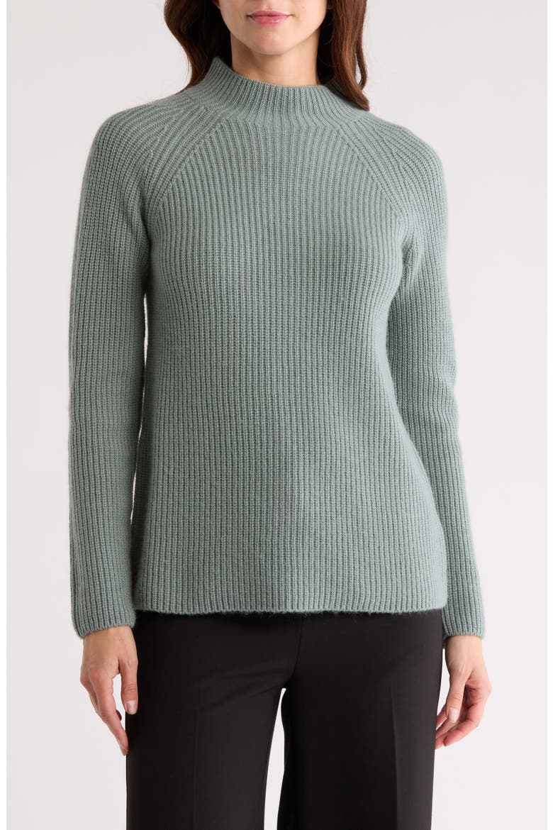 Ribbed Mock Neck Pullover, Main, color, ICE GREEN