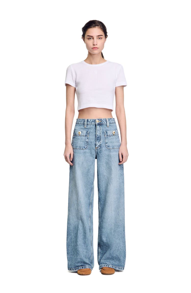 SANDRO Faded jeans, Alternate, color, Blue Jean