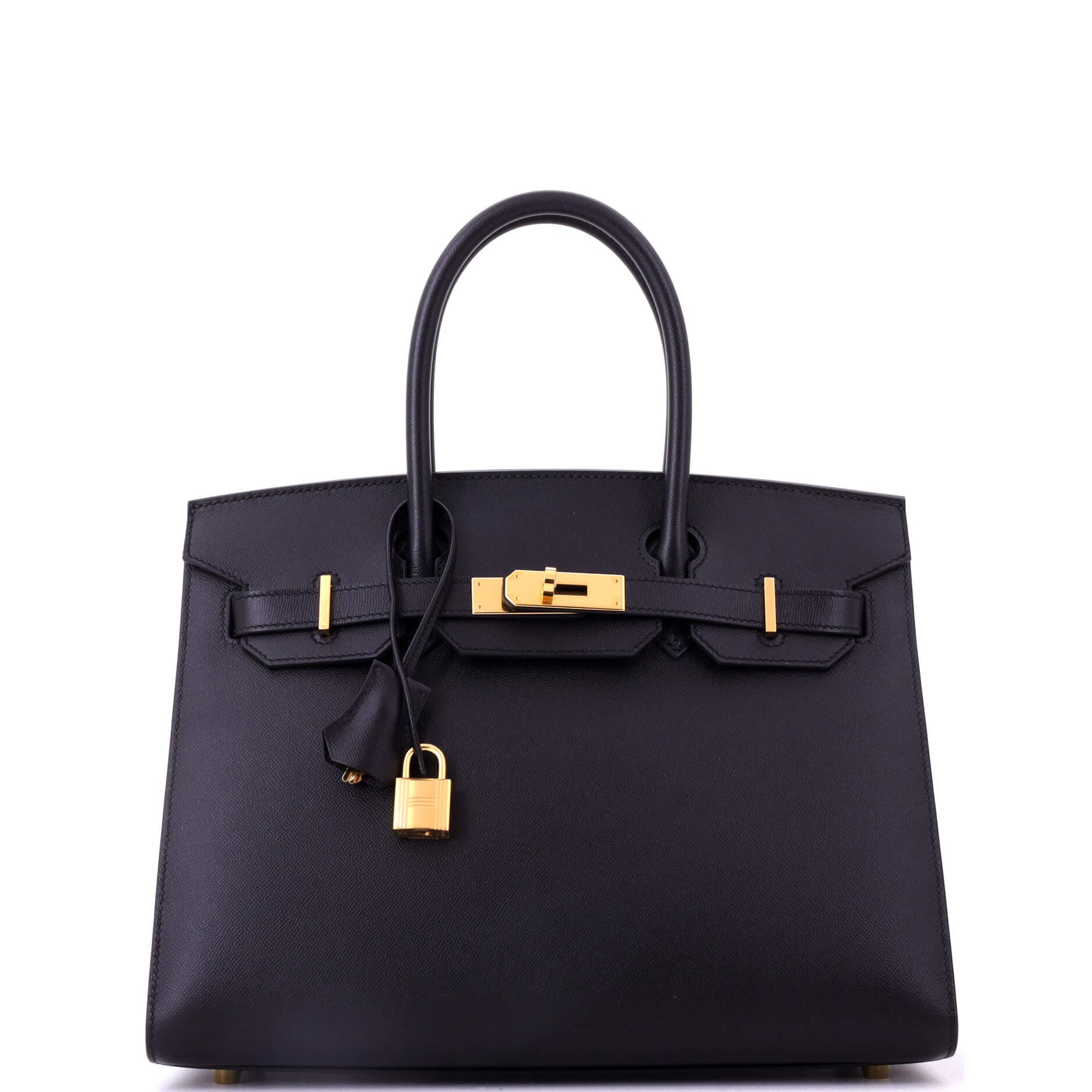 Pre-Owned Hermes Birkin Sellier Bag Black Madame with Gold Hardware 30, Main, color, 