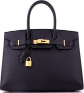 Pre-Owned Hermes Birkin Sellier Bag Black Madame With Gold Hardware 30