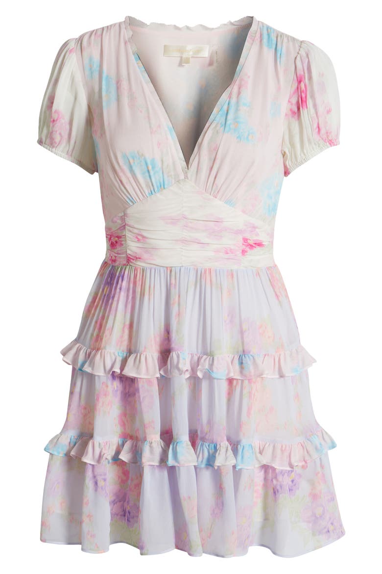 Spirea Tiered Chiffon Minidress, Alternate, color, SUNSET SHORE