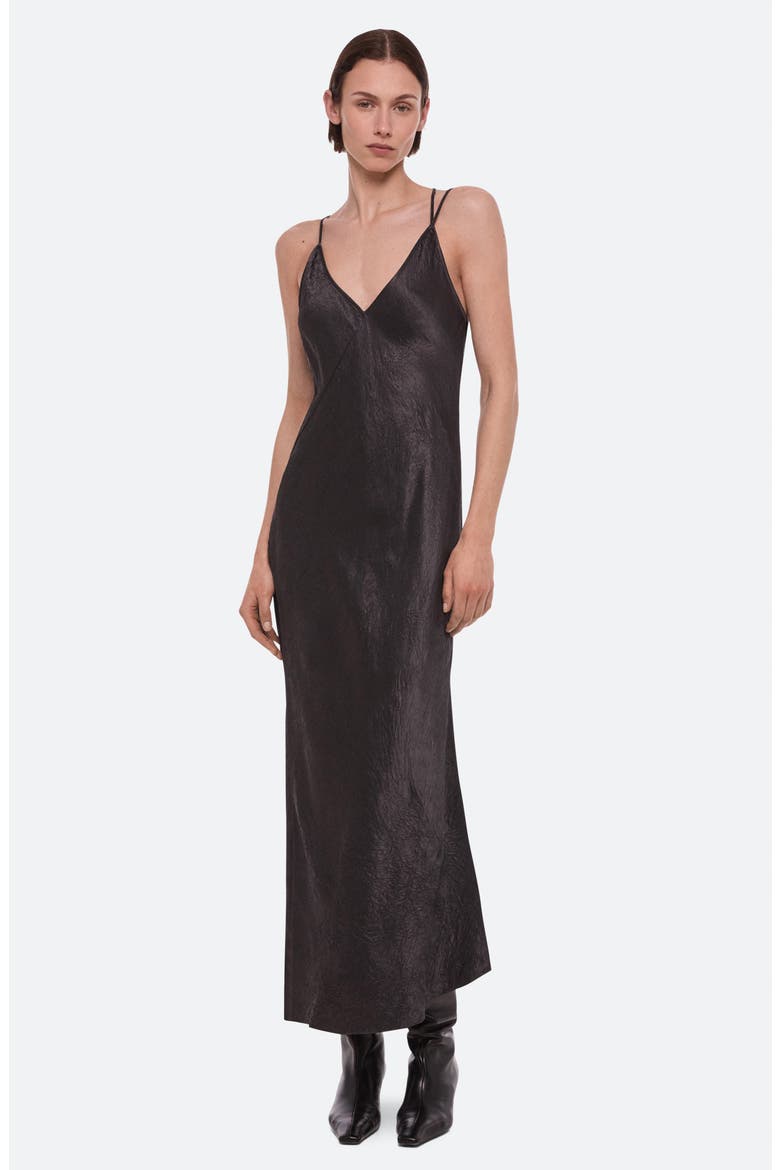 Crinkle Satin Maxi Slipdress, Alternate, color, TRUFFLE