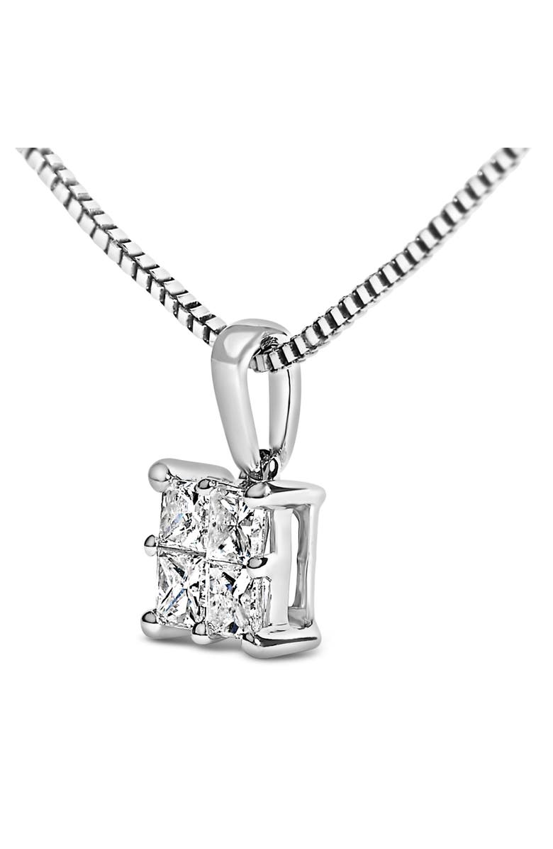 Haus of Brilliance Sterling Silver 1/4 Cttw Princess Cut Diamond 4 Stone Pendant Necklace, Alternate, color, Silver