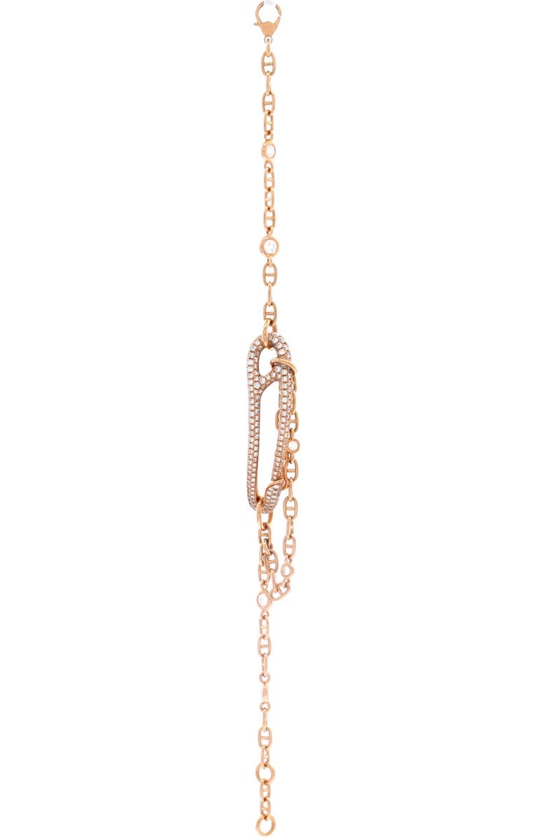 Pre-Owned Hermes Chaine d'Ancre Punk Bracelet 18K Rose Gold with Pave Diamonds Medium, Alternate, color, Rose Gold