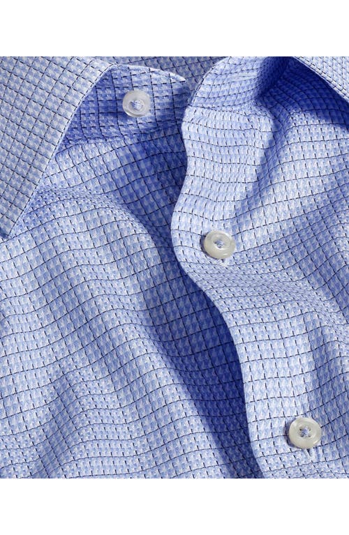 David Donahue Regular Fit Blue Check Cotton Dobby Dress Shirt In Blue