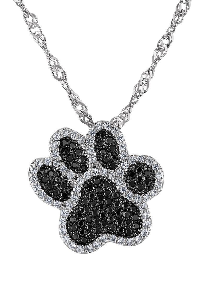 Spinel Paw Print Pendant Necklace, Main, color, SILVER