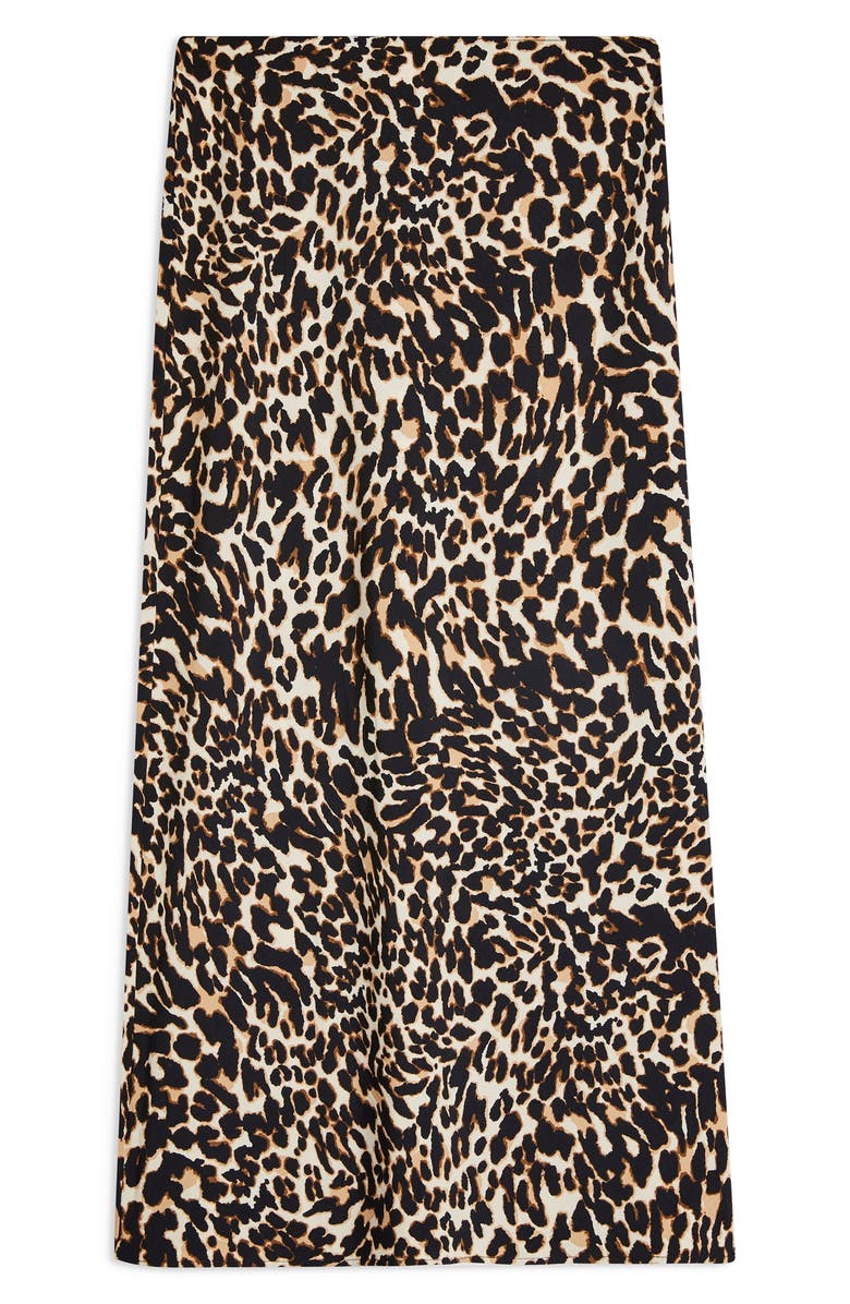 Topshop Leopard Print Bias Satin Midi Skirt, Alternate, color,