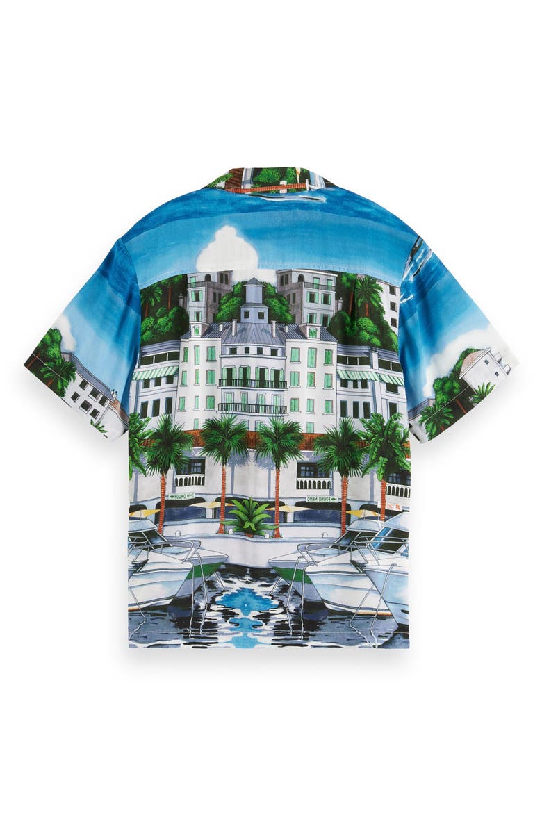 Scotch & Soda Kids' Marina Print Short Sleeve Button-Up Shirt, Alternate, color, 