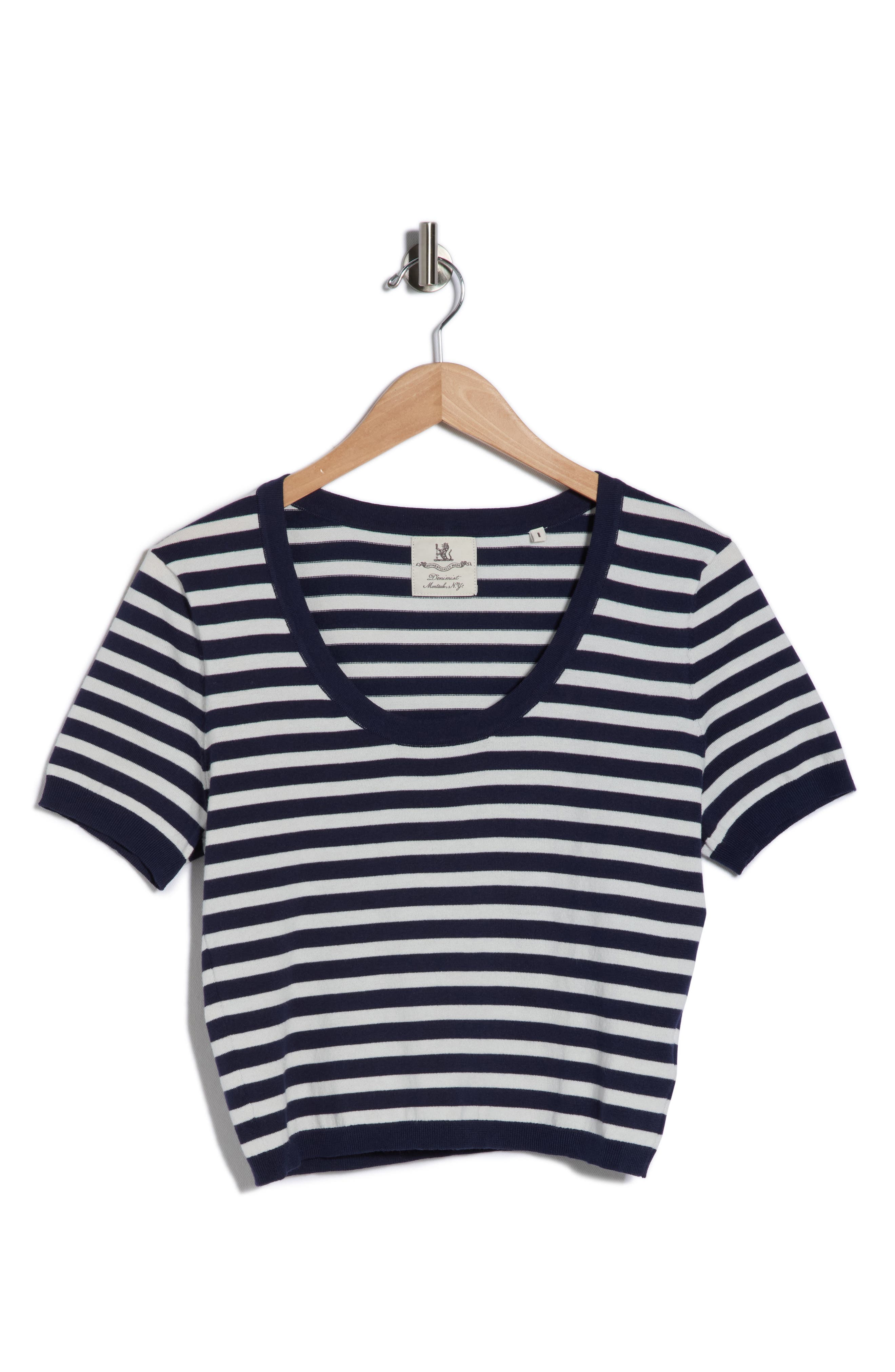DENIMIST Stripe Short Sleeve Crop Sweater