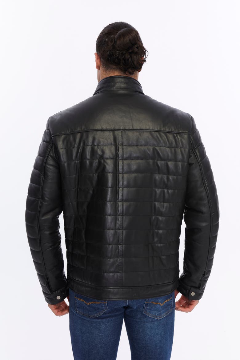 Sterling Leather Puffer Jacket, Alternate, color, Black