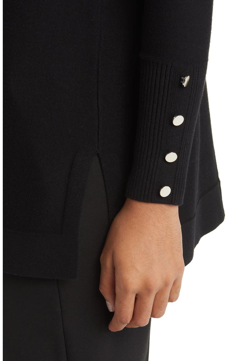 Button Cuff Mock Neck Sweater, Alternate, color, ANNE BLACK