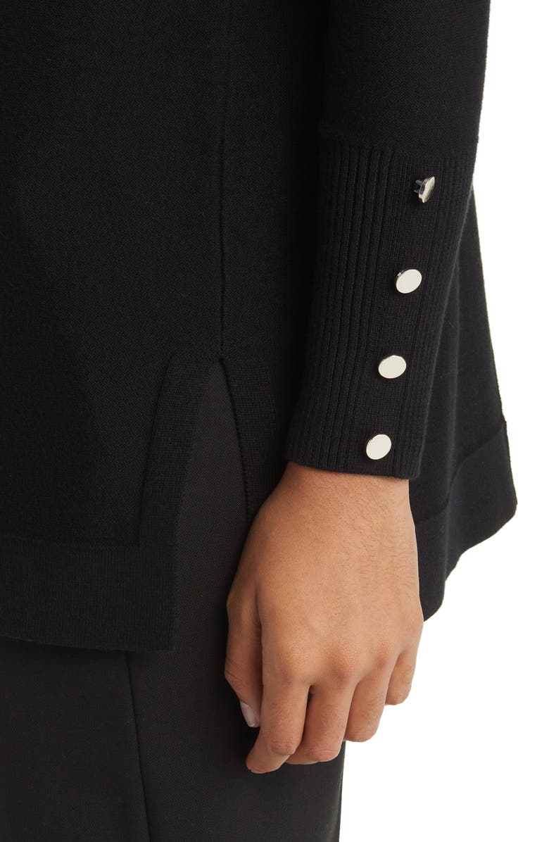 Anne Klein Button Cuff Mock Neck Sweater, Alternate, color,