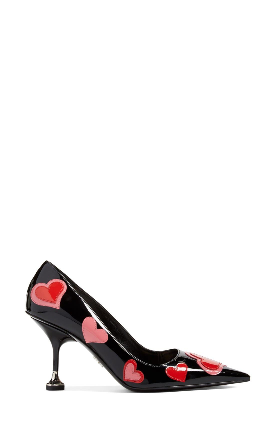 Heart Pointy Toe Pump, Alternate, color, BLACK/ RED