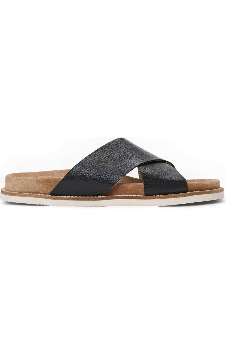 Bruno Magli Edgar Crisscross Leather Slide Sandal, Alternate, color, Black Pebbled