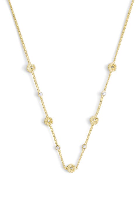 Tea Rose & Crystal Station Necklace