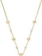 COACH Tea Rose & Crystal Station Necklace