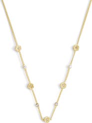 COACH Tea Rose & Crystal Station Necklace