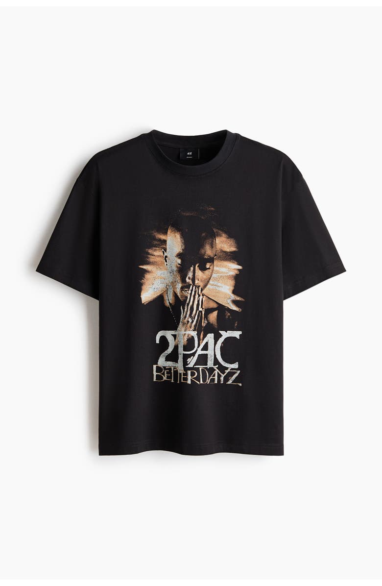 H&M Loose Fit T-shirt, Alternate, color, Black/2Pac
