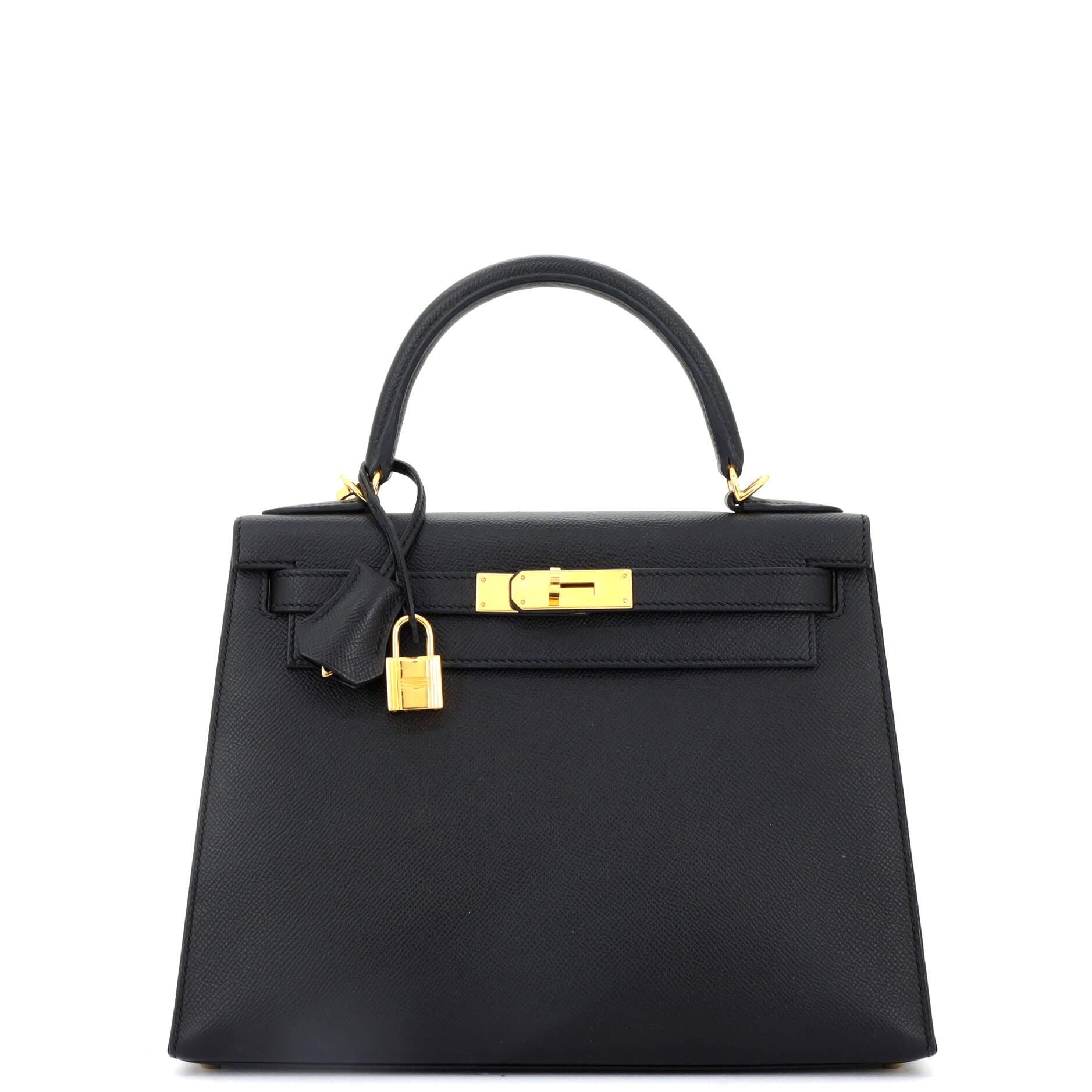 Pre-Owned Hermes Kelly Handbag Black Epsom with Gold Hardware 28, Main, color, Noir