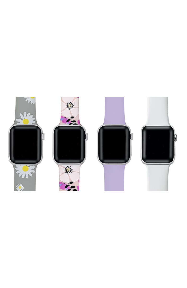 The Posh Tech Assorted 4-Pack Silicone Apple Watch<sup>®</sup> Watchbands, Main, color, 