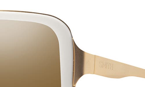 Smith Aveline 55mm Chromapop™ Polarized Square Sunglasses In White Gold/polarized Brown