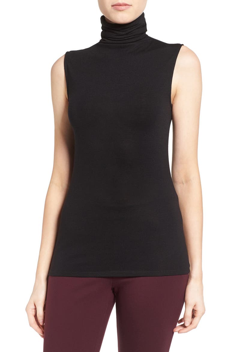 Scrunch Funnel Neck Shell, Main, color, BLACK