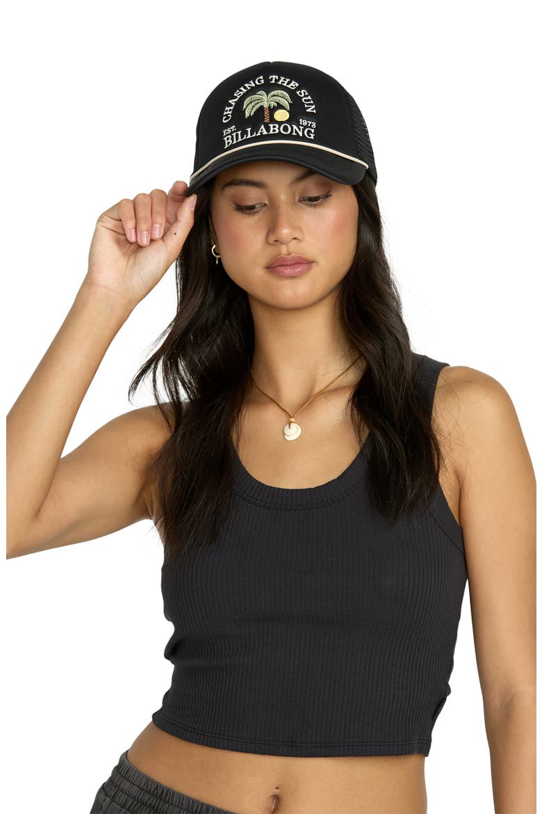 Across Waves Trucker Hat, Alternate, color, BLACK