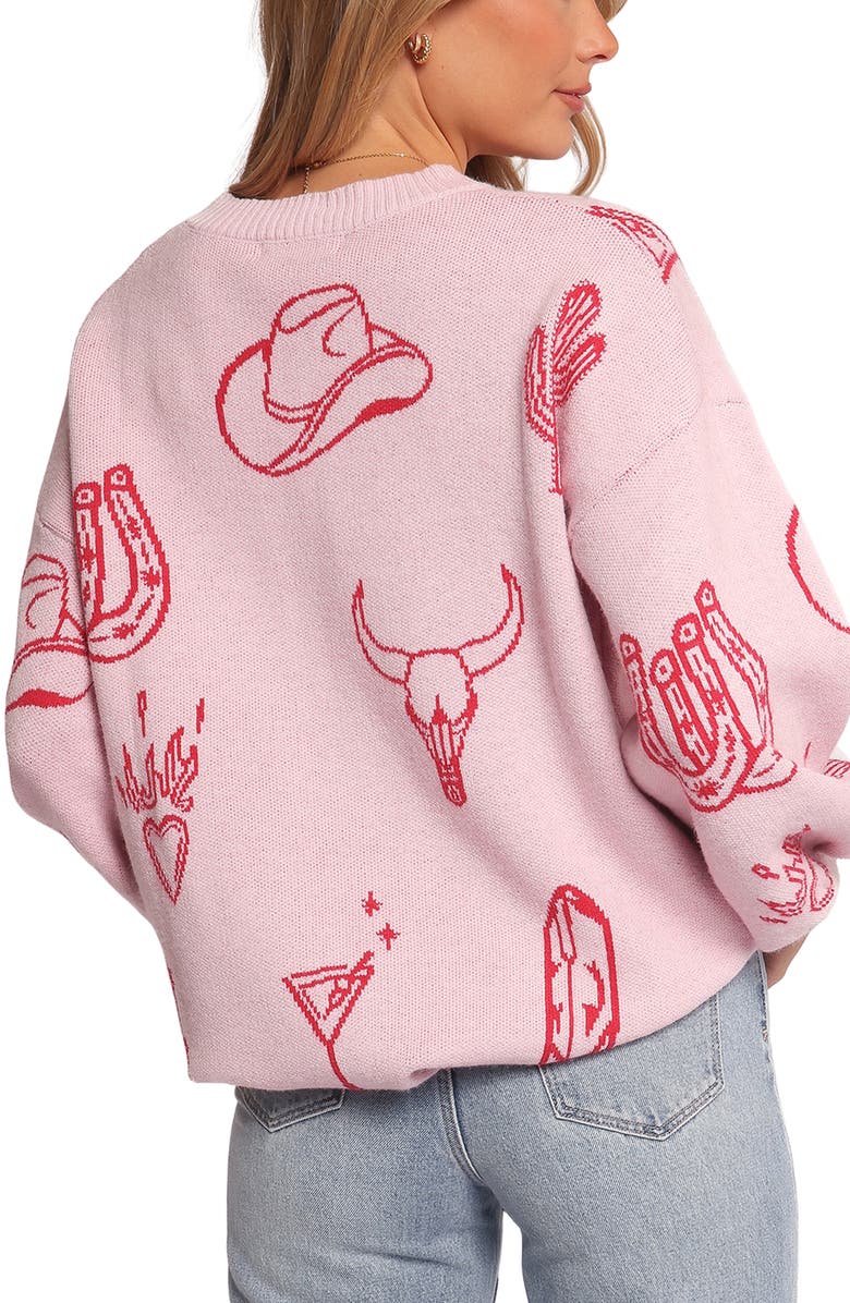 Petal & Pup Jax Western Sweater, Alternate, color, Pink
