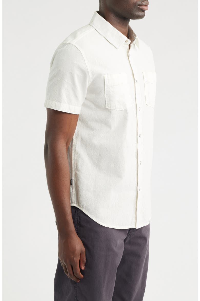 Gildale Textured Stripe Short Sleeve Cotton Snap-Up Shirt, Alternate, color, OFF WHITE