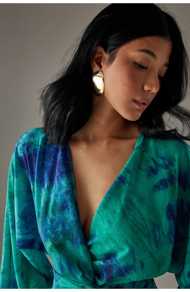 Warehouse Chiffon Wrap Knot Front Maxi Dress, Alternate, color, Green