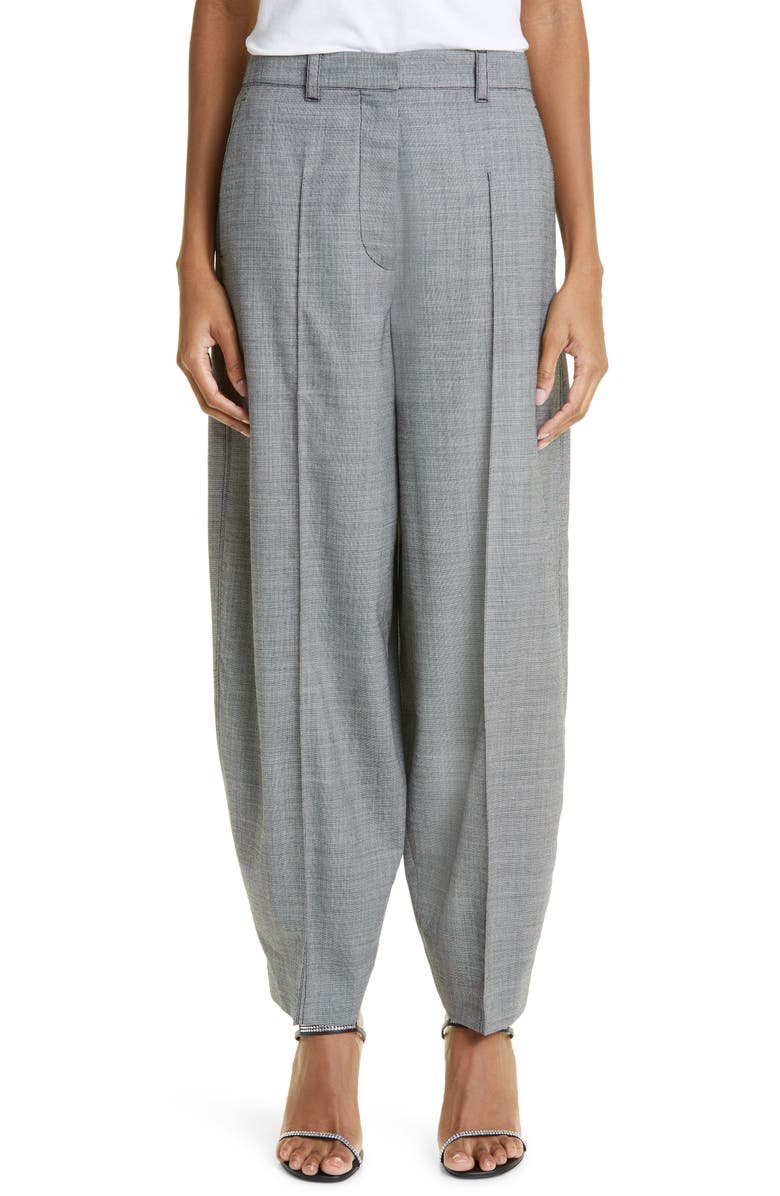 Stella McCartney Pleated Wide Leg Tapered Stretch Wool Trousers, Main, color, 