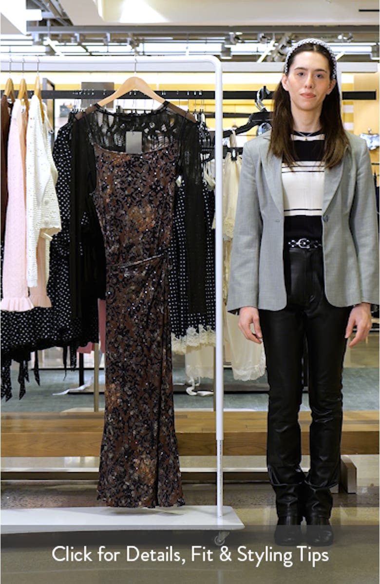 Metallic Mixed Print Long Sleeve Dress, sales video thumbnail