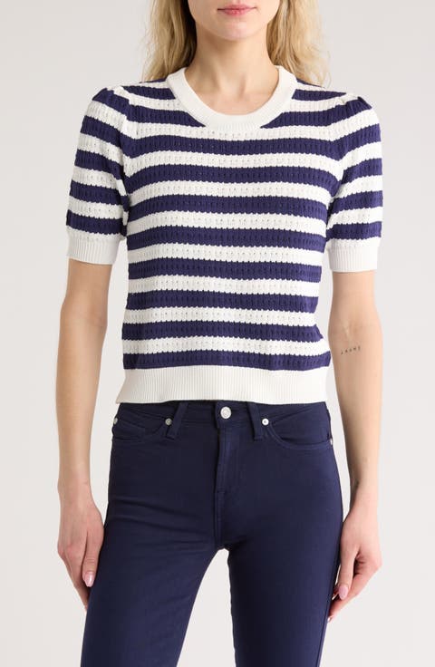 Stripe Pointelle Sweater